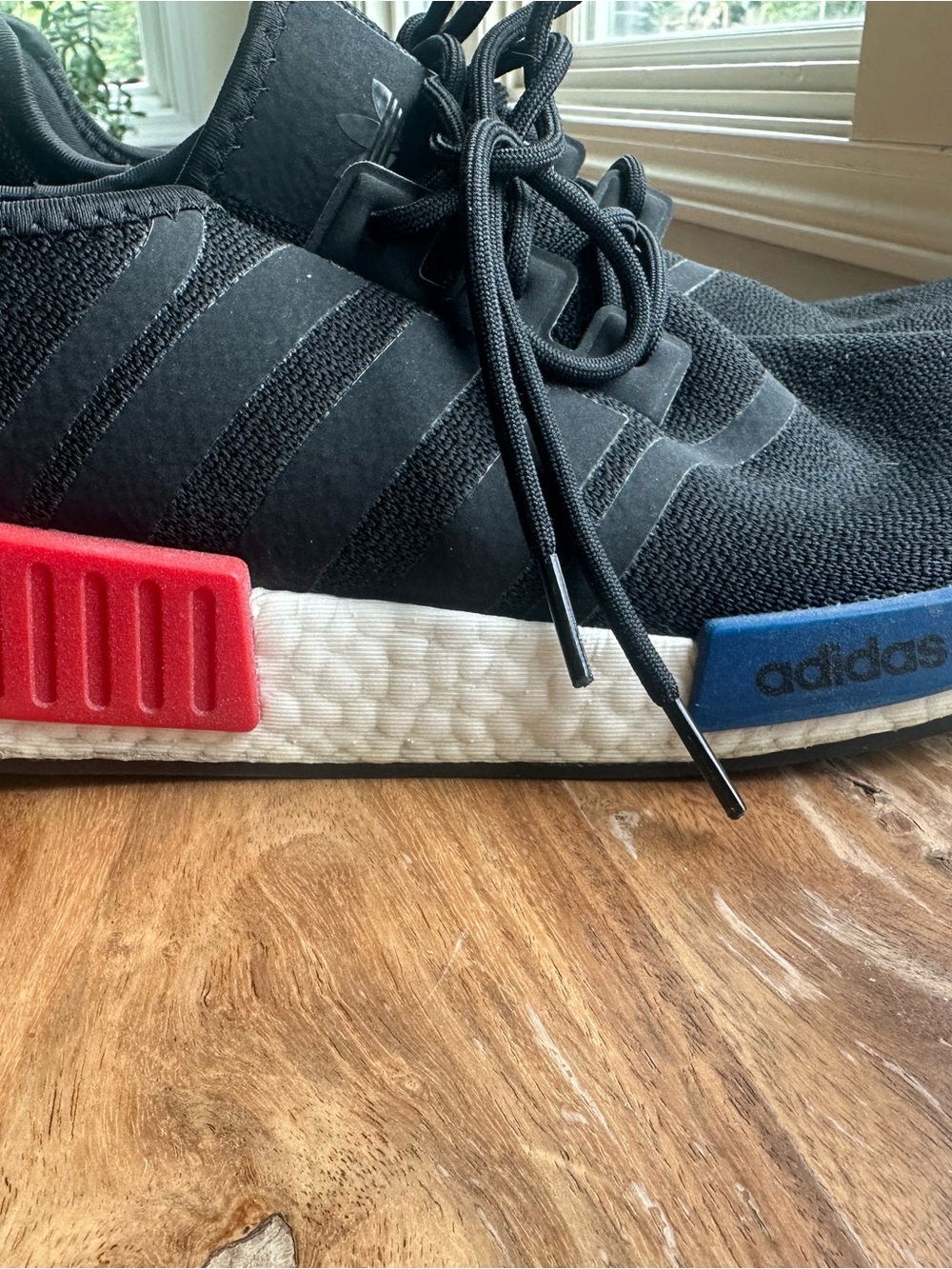 adidas Black Sneakers with Red & Blue Midsole Accents - Picture 6 of 9